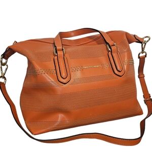 [United Colors Of Benetton] Orange Studded Lazer Cut Shoulder/ Tote Bag